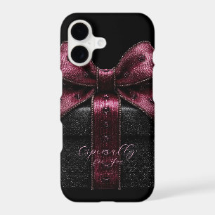 Elegant Black Gift Box with Burgundy Bow