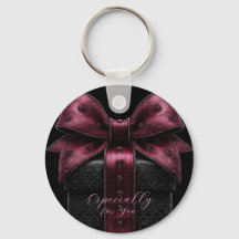 Elegant Black Gift Box with Burgundy Bow