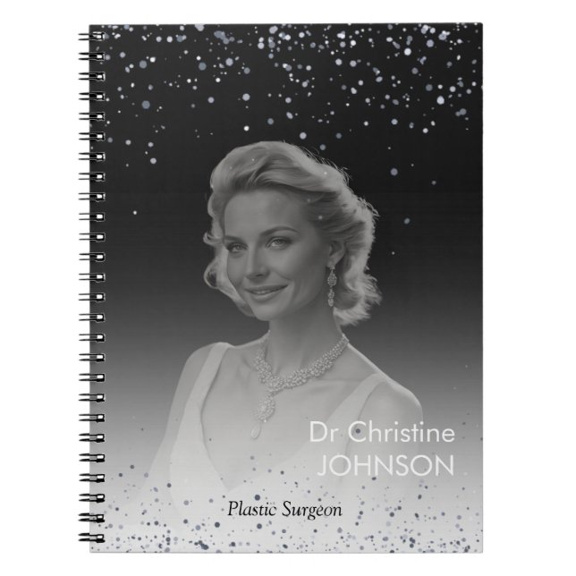 Elegant Black Glitter Editable  Notebook (Front)