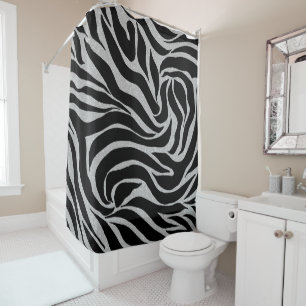 Elegant Black Glitter Silver Zebra Animal Print