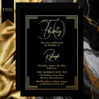 Elegant Black Gold 30th Birthday Art Deco Party