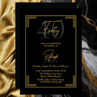 Elegant Black Gold 40th Birthday Art Deco Party