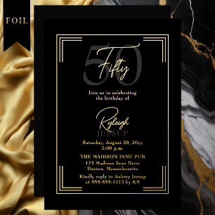 Elegant Black Gold 50th Birthday Art Deco Party