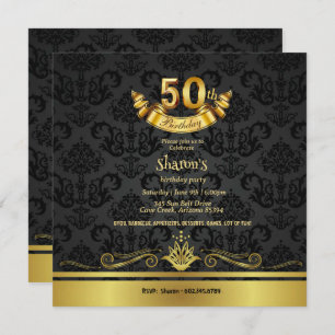 Elegant Black & Gold 50th Birthday Party Invitatio Invitation