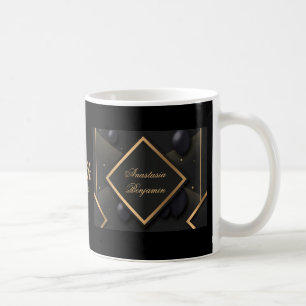 Elegant Black Gold 50th Birthday Stylish Custom Coffee Mug