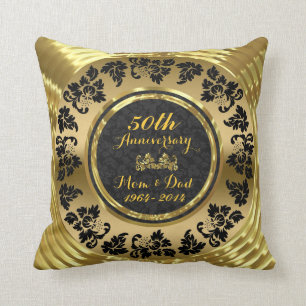 Elegant Black & Gold 50th Wedding Anniversary Throw Pillow