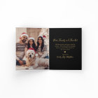 Elegant Black Gold 5 Photo Collage Christmas 