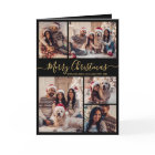 Elegant Black Gold 5 Photo Collage Christmas 