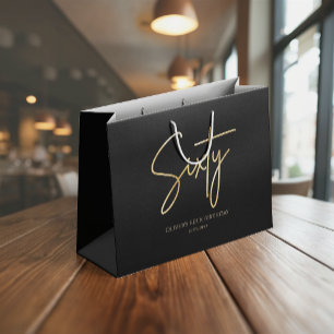 Elegant Black & Gold 60th Birthday Large Gift Bag