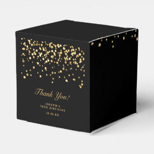 Elegant Black Gold 70th Birthday Name Thank You Favor Box