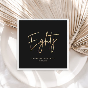 Elegant Black Gold 80th Birthday Party Napkin