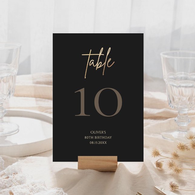 Elegant Black Gold 80th Birthday Table Number (Elegant Black Gold 80th Birthday Table Number)