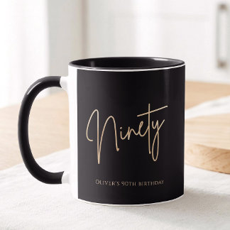 Elegant Black Gold 90th Birthday Mug