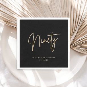 Elegant Black Gold 90th Birthday Party Napkin