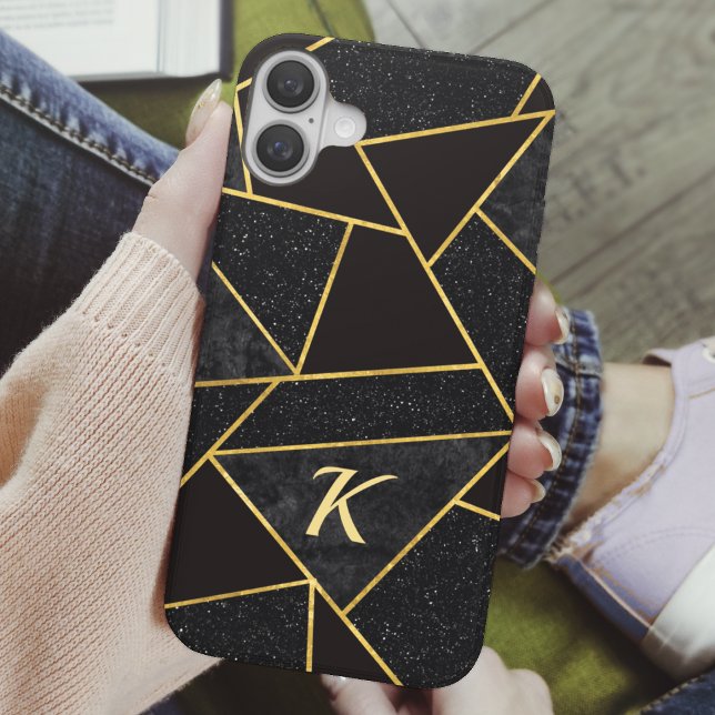 Elegant black gold abstract geometric Case-Mate iPhone case (Creator Uploaded)