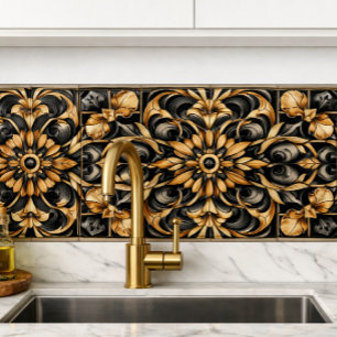 Elegant Black Gold Accent  Tile