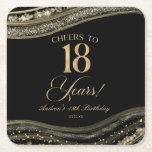 Elegant Black Gold Agate 18th Birthday Party Square Paper Coaster<br><div class="desc">These are Elegant Black Gold Agate 18th Birthday Party Paper Coasters!</div>
