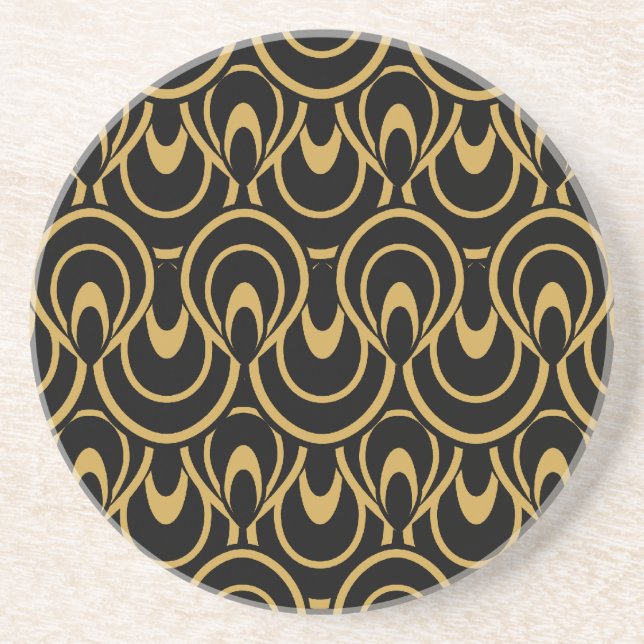 Elegant Black & Gold Art Deco Design Coaster (Front)