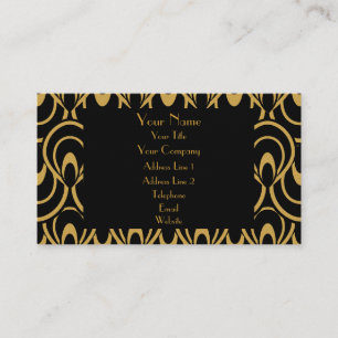 Elegant Black & Gold Art Deco Design Luxury Linen Business Card