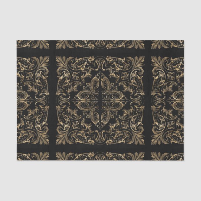 Elegant Black Gold Art Deco Design Tissue Paper (Front)