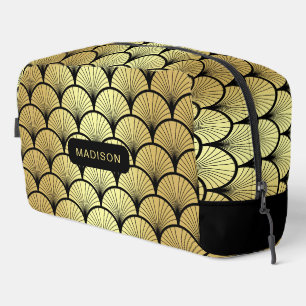 Elegant Black Gold Art Deco Pattern Personalized Dopp Kit