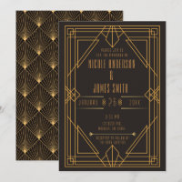 Elegant Black Gold Art Deco Wedding Marriage