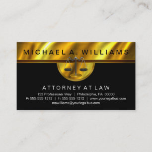 Elegant Black Gold Attorney at Law Legal Business Card