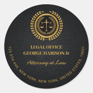 Elegant black&gold Attorney lawyer  Classic Round Sticker