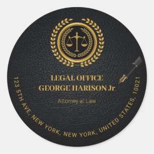 Elegant black&gold Attorney lawyer  Classic Round Sticker