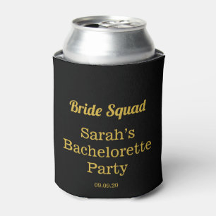 Elegant Black Gold Bachelorette Bride Squad Party  Can Cooler