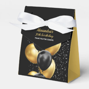Elegant Black Gold Balloon Chic Birthday Thank you Favor Box