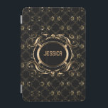 Elegant Black & Gold Baroque Floral Frame iPad Mini Cover<br><div class="desc">Elegant black and gold floral frame baroque style with customizable monogram. If you need any help customizing any of my designs,  contact ArtOnWear designer. Free text formatting with live help available by request.</div>