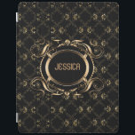Elegant Black & Gold Baroque Floral Frame iPad Smart Cover<br><div class="desc">Elegant black and gold floral frame baroque style with customizable monogram. If you need any help customizing any of my designs,  contact ArtOnWear designer. Free text formatting with live help available by request.</div>