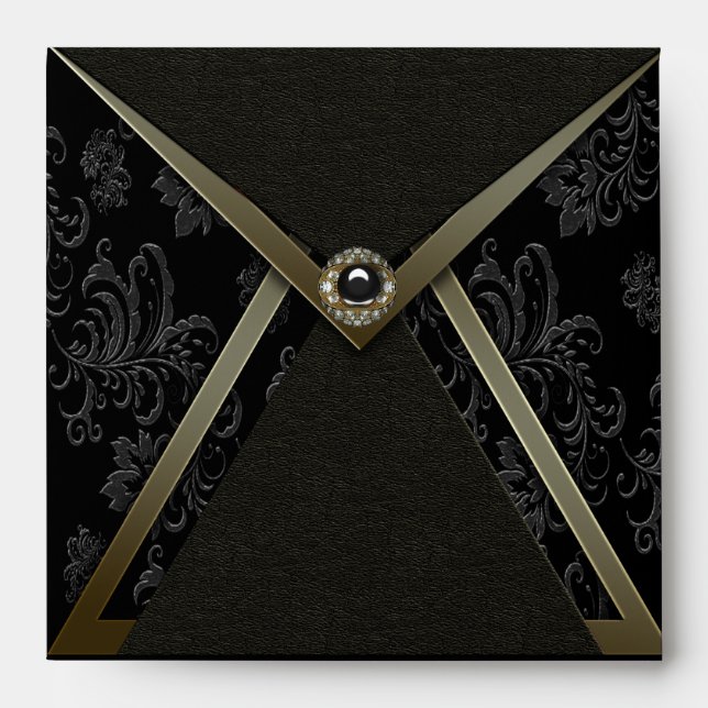 Elegant Black Gold Black Envelope (Front)
