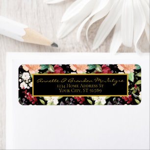 Elegant Black Gold Burgundy Blush Floral Pattern