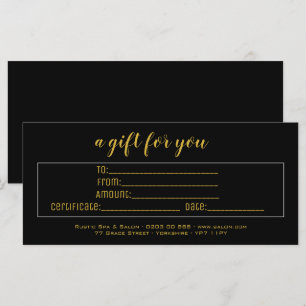 Elegant Black & Gold Business Gift Certificate 