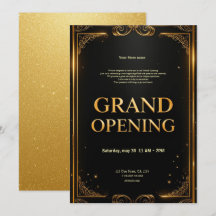 Elegant Black & Gold Business Grand Opening Invite