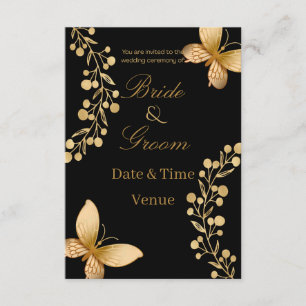 Elegant Black & Gold Butterfly Wedding Invite