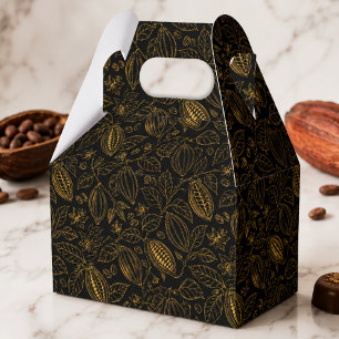Elegant Black Gold Cacao Flower Fruit Business Favor Box