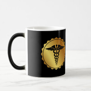 Elegant Black& Gold Caduceus Medical Emblem Magic Mug