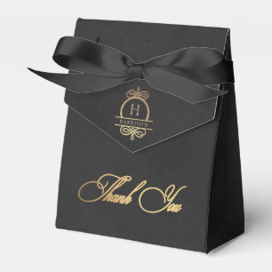 Elegant Black Gold Calligraphy Thank You Favour Bo Favor Box