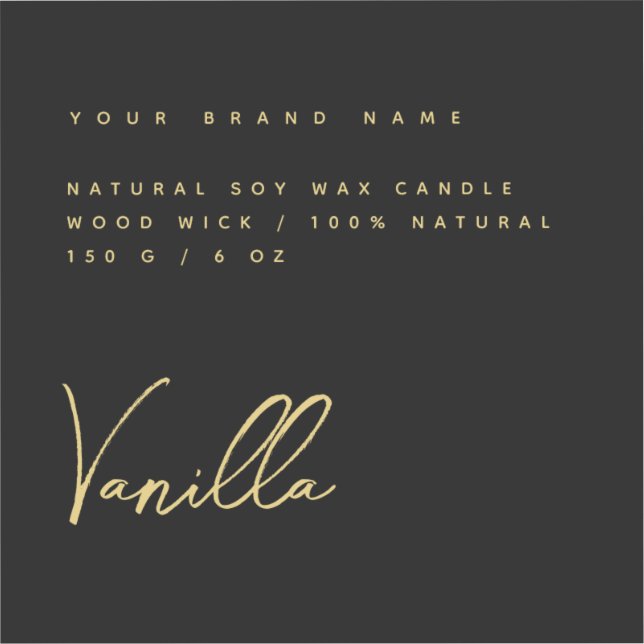 Elegant black gold candle product label (Front)