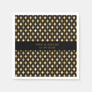 Elegant Black & Gold Carnival Harlequin Custom Napkin
