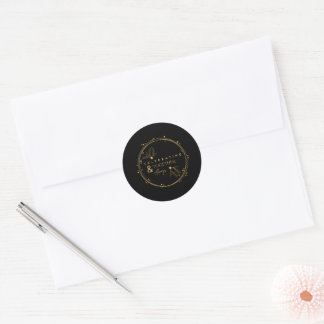 Elegant Black & Gold Celebrating Together & Always Classic Round Sticker