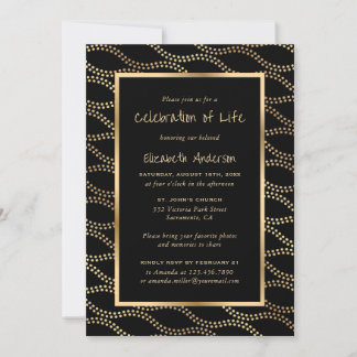 Elegant Black Gold Celebration of Life Invitation