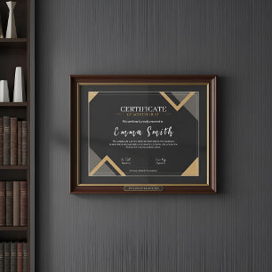 Elegant Black Gold Certificate Of Achievement Desi