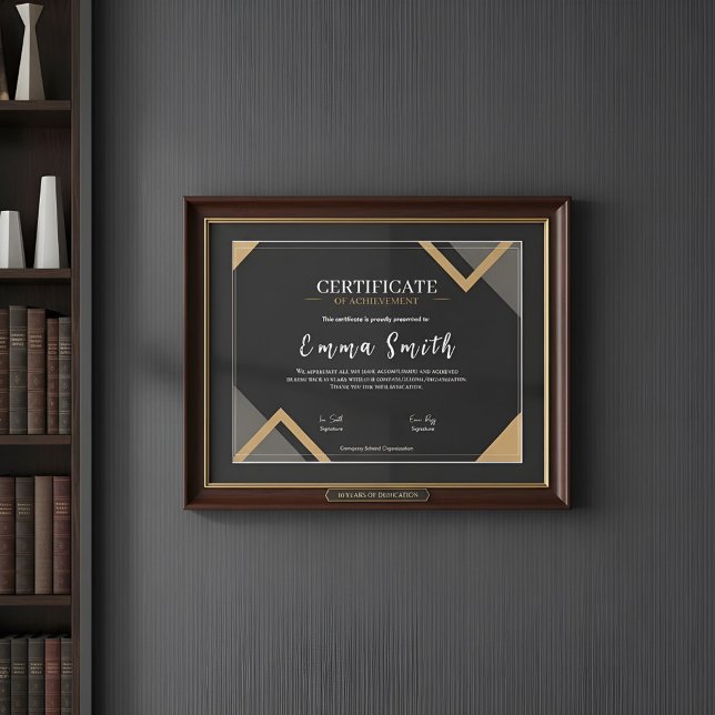 Elegant Black Gold Certificate Of Achievement Desi (Creator Uploaded)