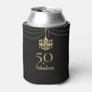 Elegant Black Gold Chandelier 50 & Fabulous Party Can Cooler