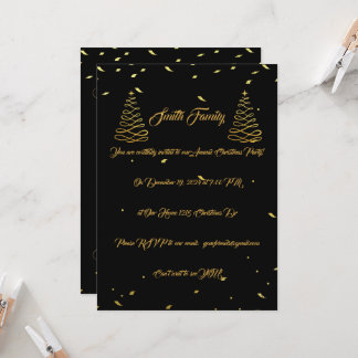 Elegant Black & Gold Christmas Entertaining Invitation