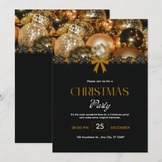 Elegant Black Gold Christmas Invitation